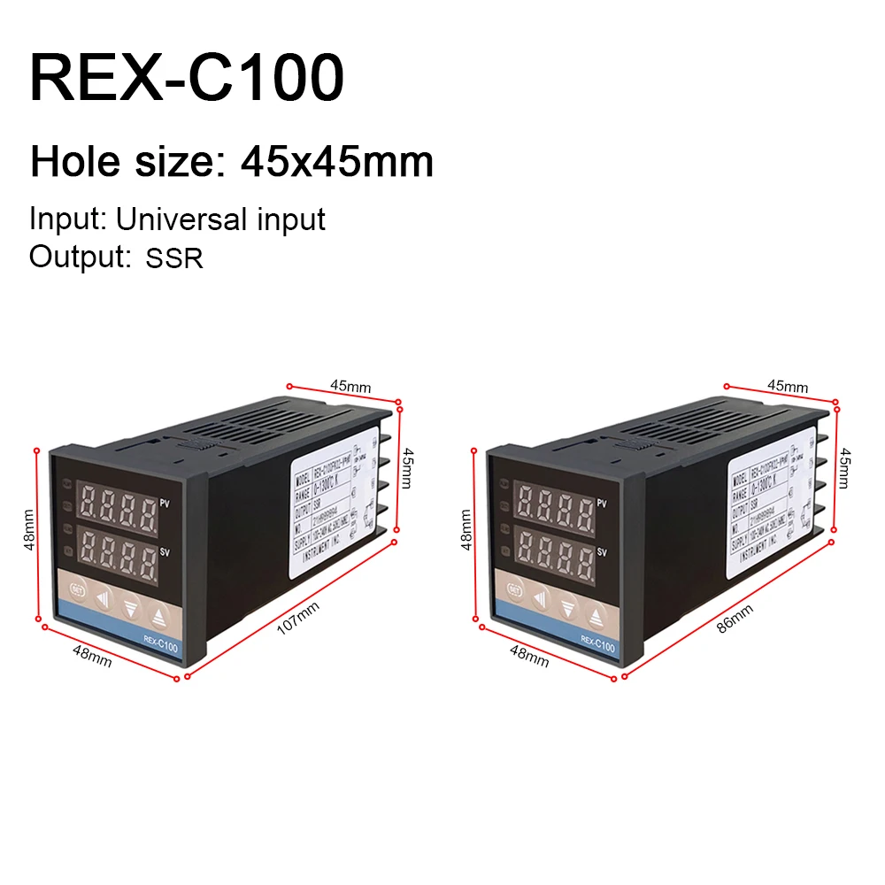 

1pc SSR output REX-C100 Digital PID Temperature Control Controller Thermostat 0000 to 9999 universal input