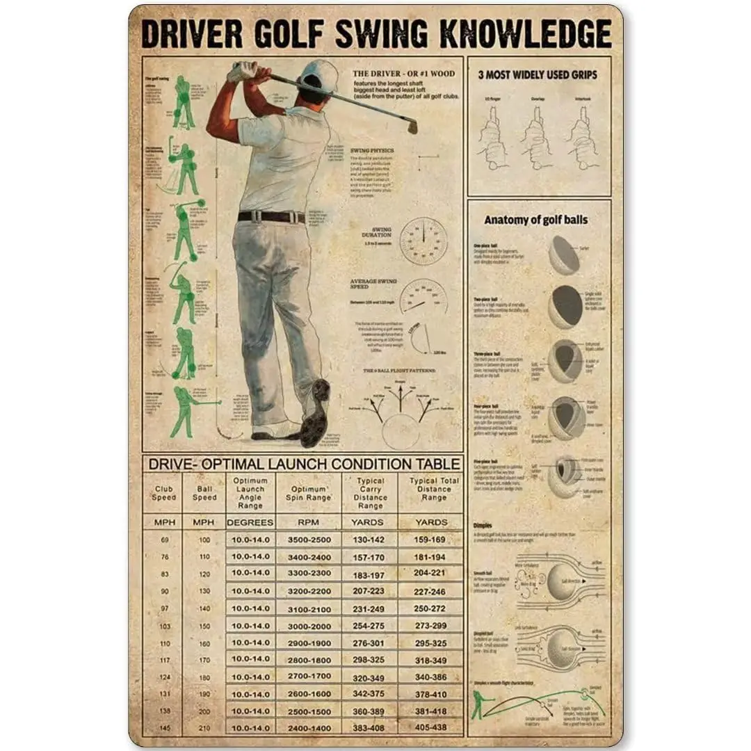

Плакат с знаниями водителя и гольфа, винтажный Фотофон, Настенный декор, металлический плакат 12x16 дюймов