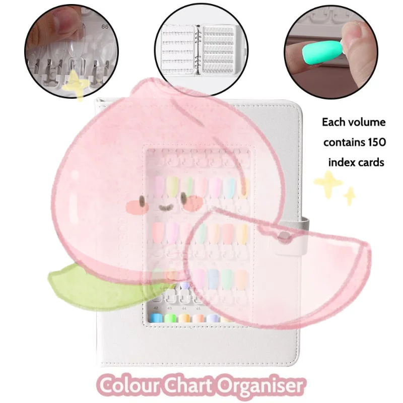 

150-Color Nail Polish Swatch Book Loose-leaf Binder Non-Magnetic Snap Closure Color Chart Book Nail Wearing Style Display Board