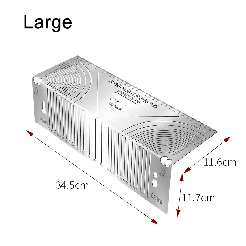 Accurate Angle & Arc Marking Ruler Angle Steel Pipes Bending Marking Tool Square Steel Folding 90 Degree Arc Angle Marking Ruler