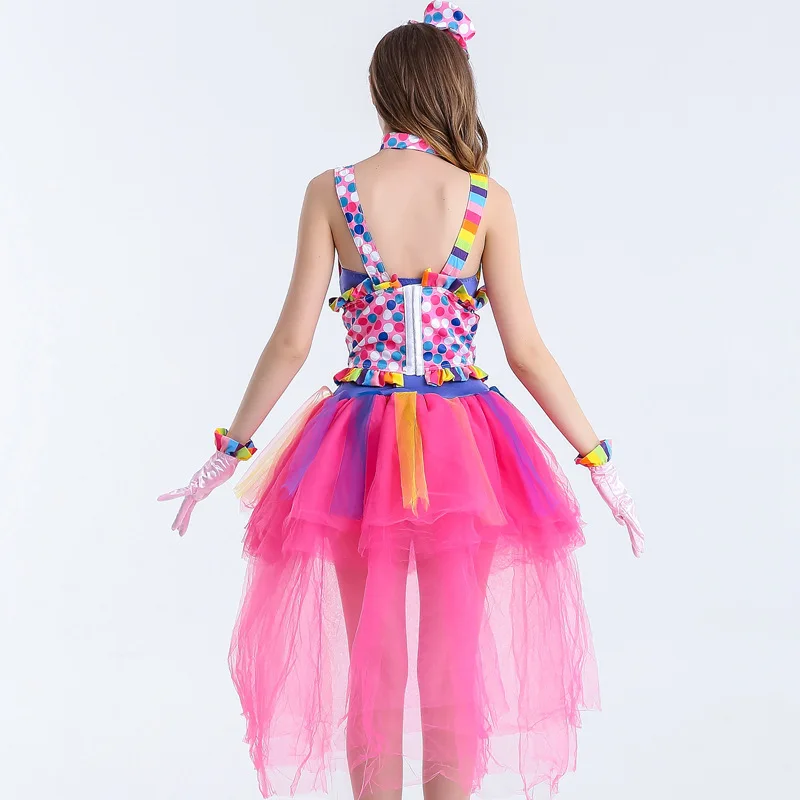 Halloween Carnival New Adults Women's Puffy Skirt Circus Clown Costume Role-playing Party Performance Dress Up Costume