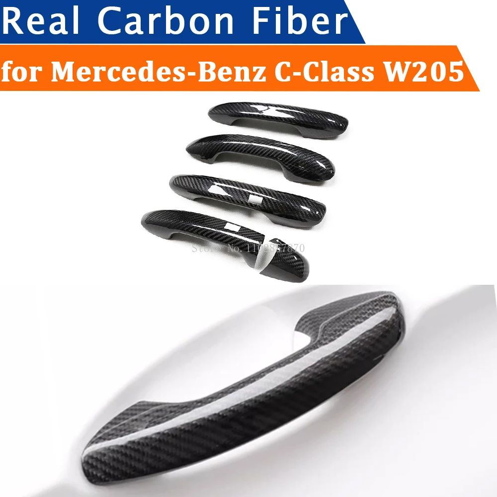 

For Mercedes-Benz C-Class W205 2015-2021 Car Accessories Real Carbon Fiber Door Handle Cover Frame Sticker Exterior Trim Bodykit