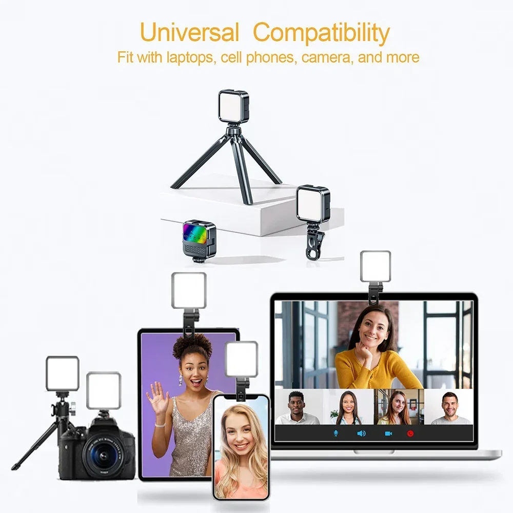 3 Color LED Video Fill Light  360° Rotation Adjustable Photography Pocket Fill Light with Clamp For Camera Phone Portable Selfie