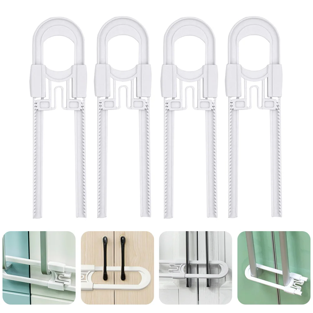 4 قطعة أقفال أمان الطفل حريزعلى الأطفال U على شكل أقفال أدراج خزانة تصميم مسنن آمن مشبك مرن لا حاجة للغراء