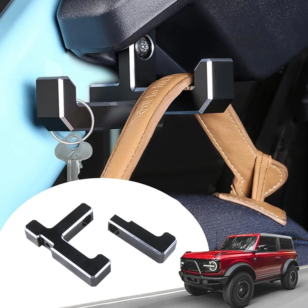 

Aluminum Trunk Grocery Bag Hooks for Ford Bronco Accessories 2021 2022 2023 2024 4-Door Black Interior Organizer (T+J-Shaped)