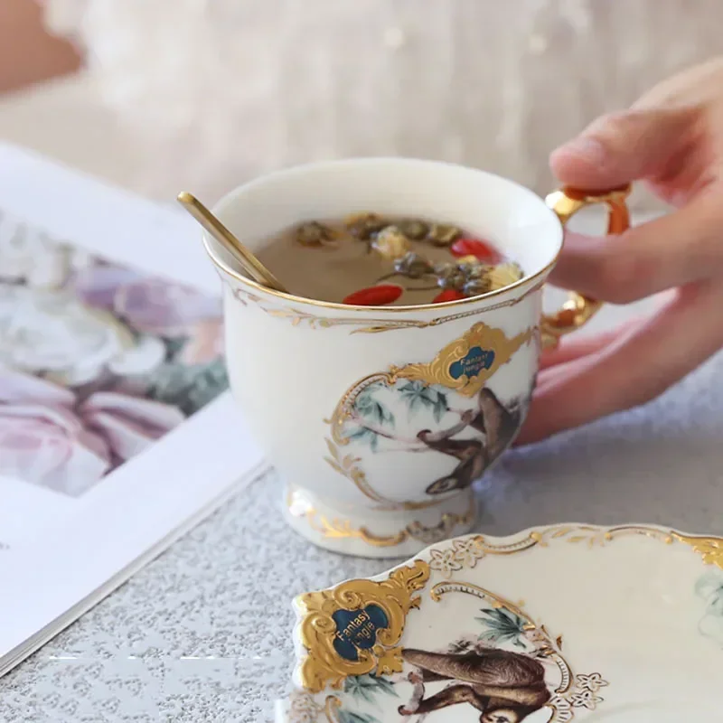 British Jungle Animal Ceramic Quilt Coffee Cup Set Table Decoration Hotel Service Tray Cute Coffee Mugs and Cups  Mug - view 2