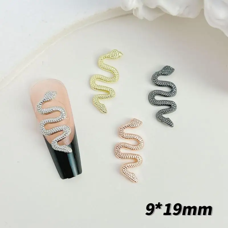 

10Pcs 3D Alloy Sparkling Snake Nail Charms Bulk Luxurious Metal Snake Nail Art Decorations Manicure DIY Accessories Crafts