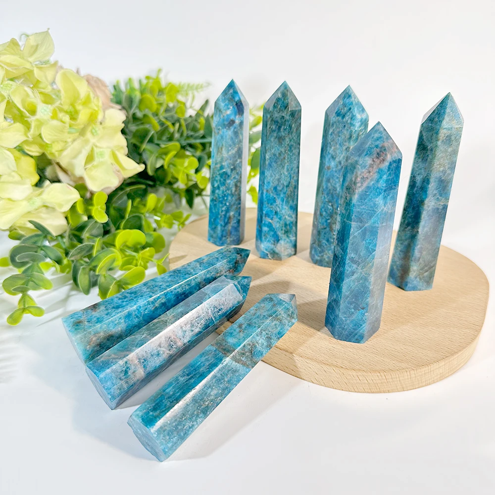 1PC 6-8CM Natural Blue Apatite Point Crystal Ornament Wedding Favor Souvenir Rebirth Transform Symbolic Healing Gemstone