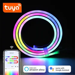 10M/32,8ft TUYA LED diody na wstążce Neon LED RGBIC WiFi Smartlife kontrola aplikacji 10M RGBIC lampa taśma z Alexa do domu