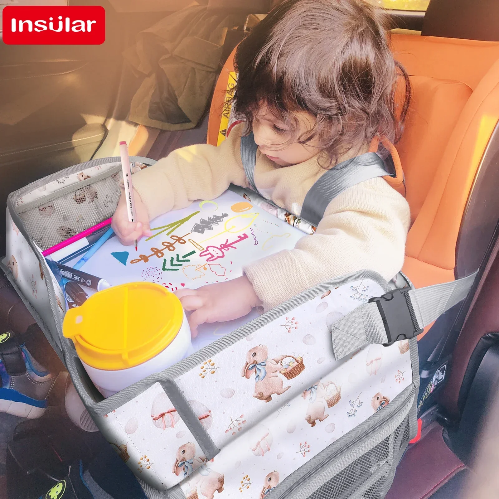 Bandeja plegable impermeable para niños, tablero de pintura portátil para niños, pizarra blanca de fácil limpieza, asiento de coche, mesa de dibujo, elementos esenciales de viaje