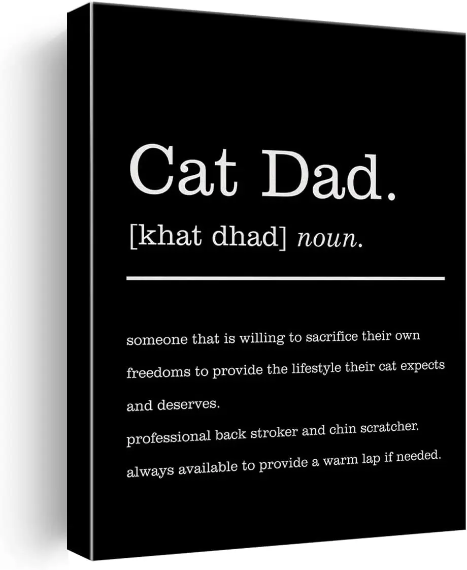 Cat Dad Definition Canvas Wall Art Decor Cat Lover Poster Painting Framed Signs Picture Print for Home Room Decor 12 X 15 Inch