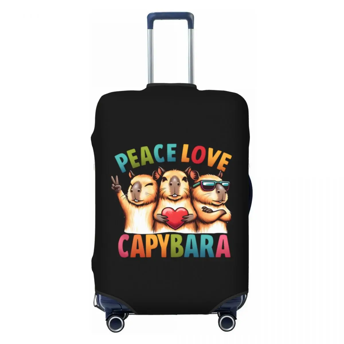 

Забавный чехол для багажа Peace Love Capybara, эластичные чехлы для дорожных чемоданов