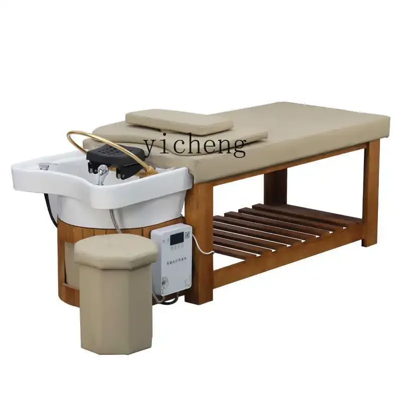 

XL solid wood ceramic basin head treatment shampoo bed special ear picking shop water circulation fumigation