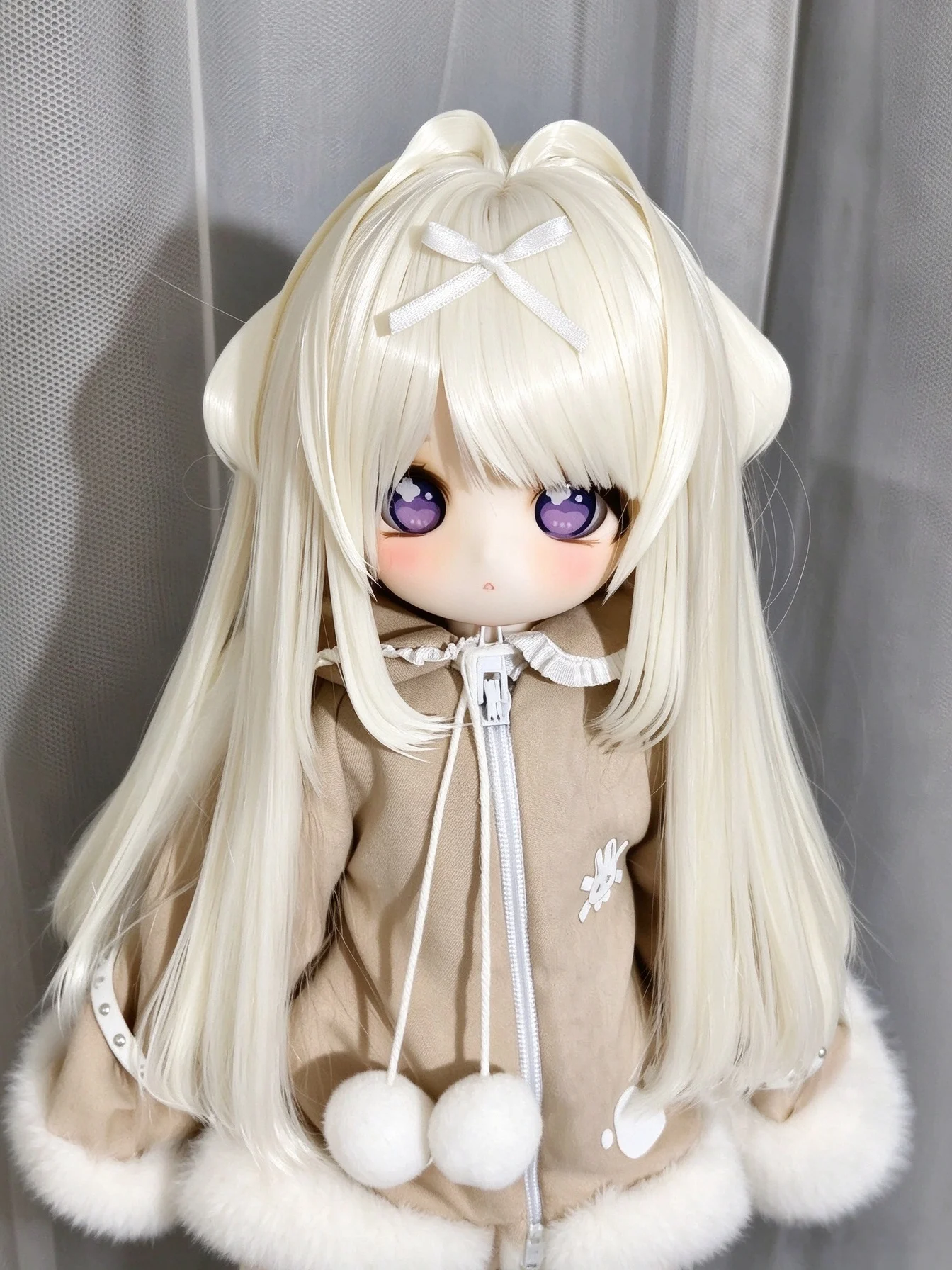 BJD Doll Hair Wig 1/3 1/4 1/6 Heat Resistant Fiber Ready Made Custom SD MSD YOSD Dollfie Long Hair Side Bangs Inward Curl Ends