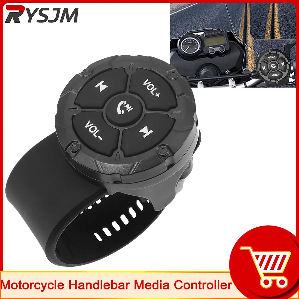 Motorcycle Handlebar Media Controller Wireless Remote Button Helmet Earphone Car Steering Wheel Control Bluetooth-compatible