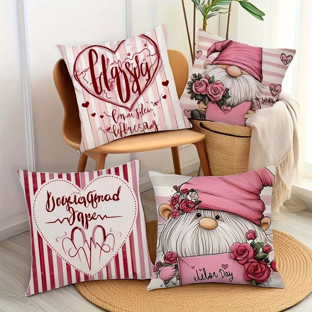 Valentine's Day decoration Pillowcase Gift Dwarf Love Letter pattern Design Sofa cushion cover sweet romantic bedroom decoration