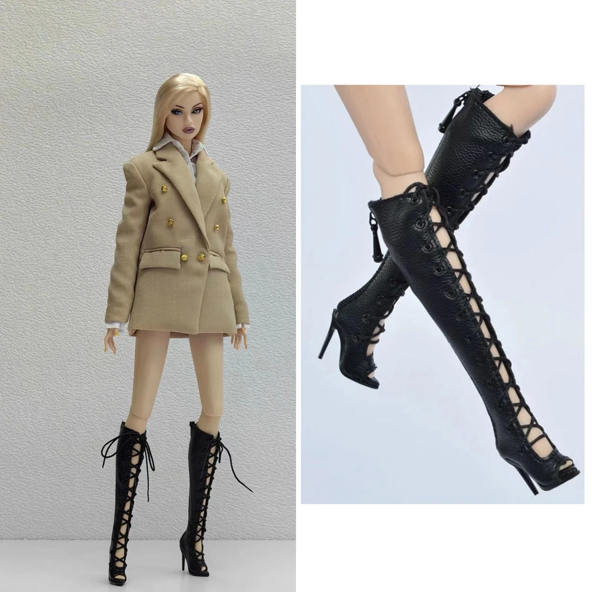 

Обувь для кукол 30 см: Сексуальные туфли с открытым носком, модный дизайн, кожаные ботинки для кукол 1/6 FR Babi Supermodel