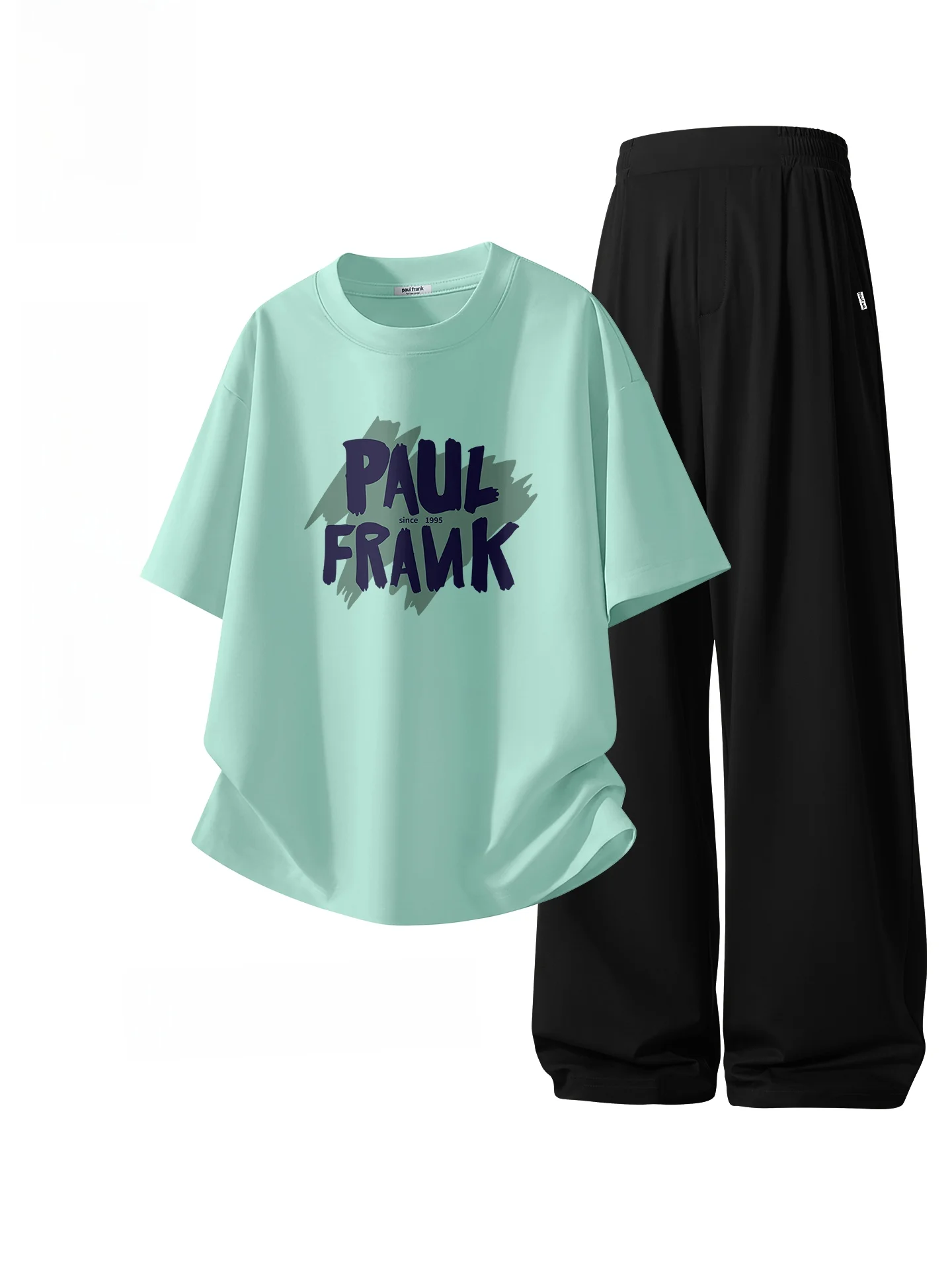 

M Summer Ice Silk Cool Feeling ort Sve Set een T-irt Drape Straight Leg Pants Casual Sportswear