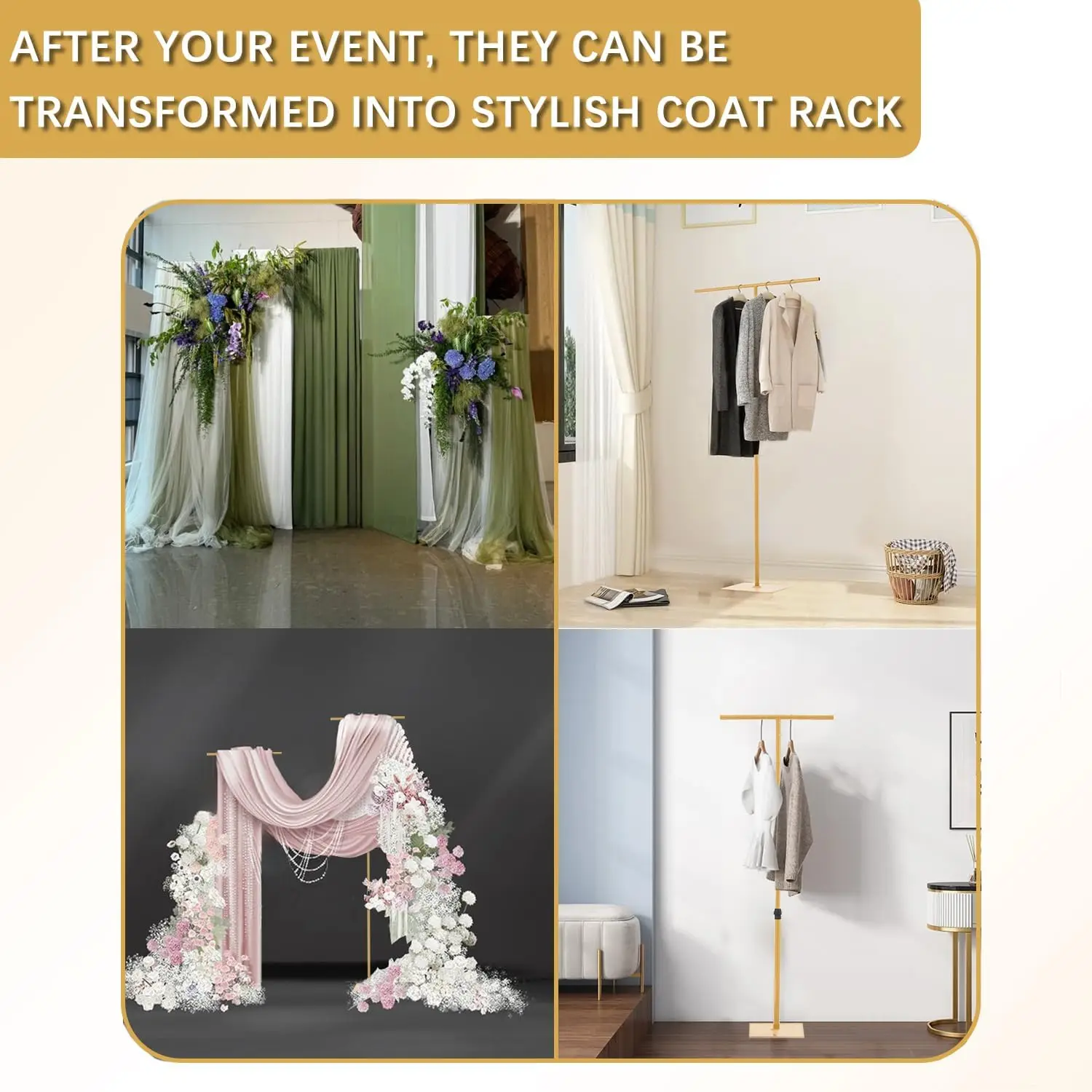 2 pçs suporte de pano de fundo de casamento com cortinas de gaze suporte de pano de fundo de metal perfeito para evento de aniversário de casamento ouro 8ft