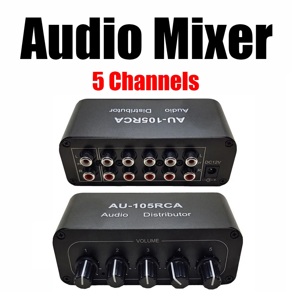 Audio Distributor Stereo Audio Mixer 1 Input 5 OutputMulti-Channel RCA splitter NJM4580 Op Amp For Power Amplifier Active audio