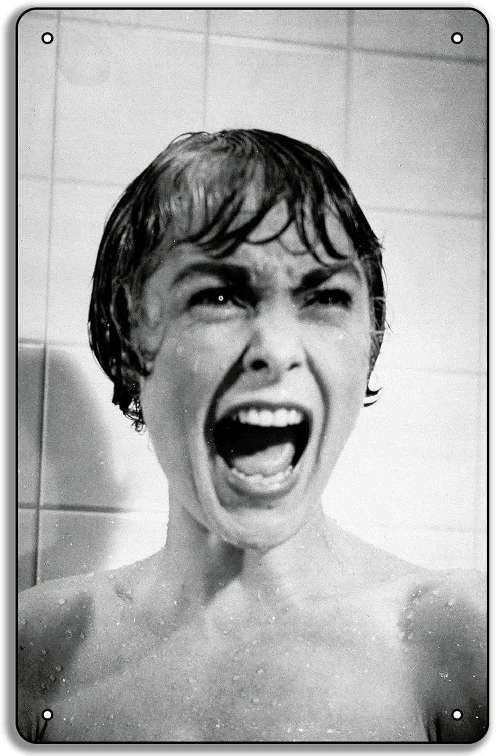 Psycho Scream Print, Classic Horror Movie Poster, Janet Leigh Print, Gothic Metal Tin Sign 8x12in Plaque Wall Art sign