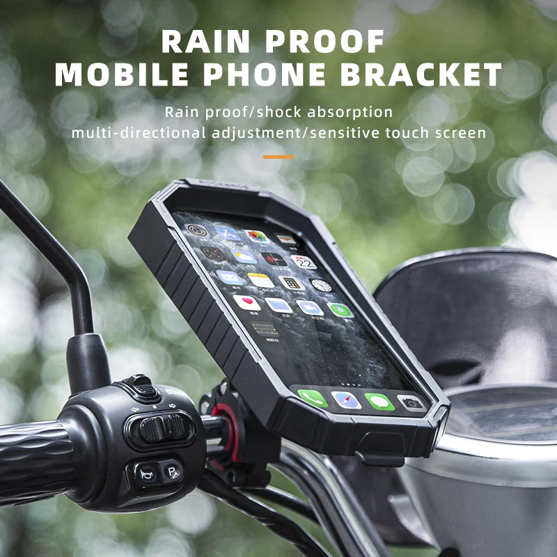 ROCKBROS Phone Holder for Bike or Motocycels Automatic Locking Anti-Shock Bicycle Mobile Phone Holder Thickened Non-Slip Bracket