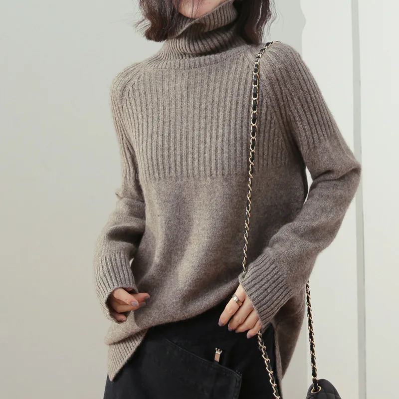 Casual Women Autumn Winter Pullover Top New Turtleneck Warm Knitwear Sweater Long Sleeve Jumper Ladies Base Wear Inner Tops
