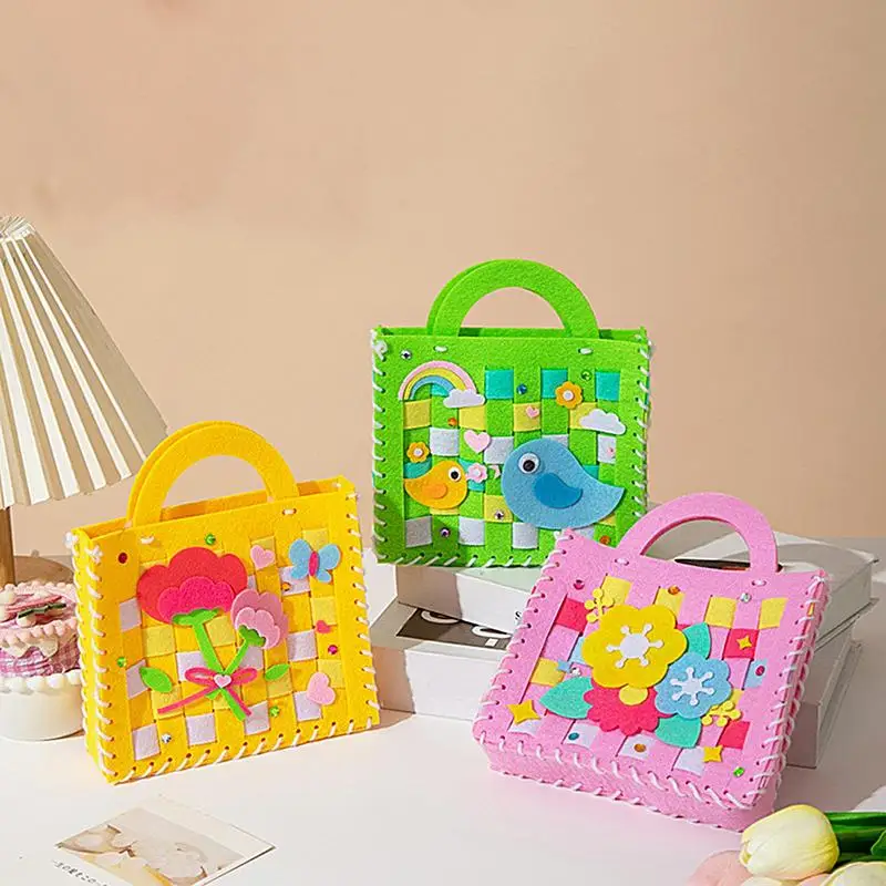 Kids Bag Sewing Set Felt Handmade Purses Sewing Crafts Material Kit Funny Handbag Pouch Handcraft Toys Birthday Christmas Gifts