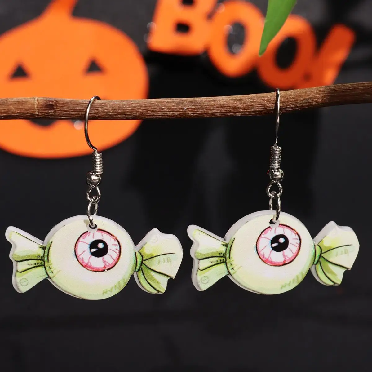 Sweet Cool Halloween Earrings Geometric Acrylic Resin Pumpkins Candies Skull Bags Perfect for Holiday Celebrations Parties Gifts