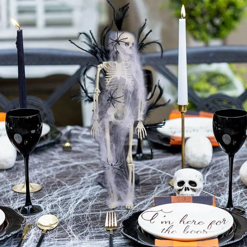 Posable Halloween Skeleton Realistic Posable Skeleton Decor Decoration Accessory For Haunted Houses Trees Doors And Lawns