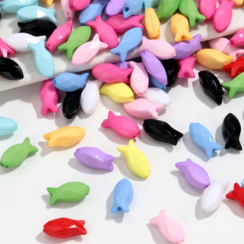 18mm Cute Candy Color Fish Acrylic Beads Faceted Little Animal Mixed for DIY Jewelry Making Bracelet Necklace Kids Crafts