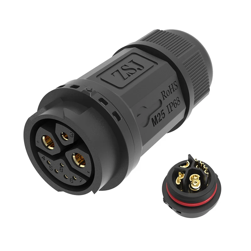Outdoor Waterproof M23 2+1+5 Self-locking Charging Connector Male Female Signal Integrated Welded Wire Battery Plug Socket IP67