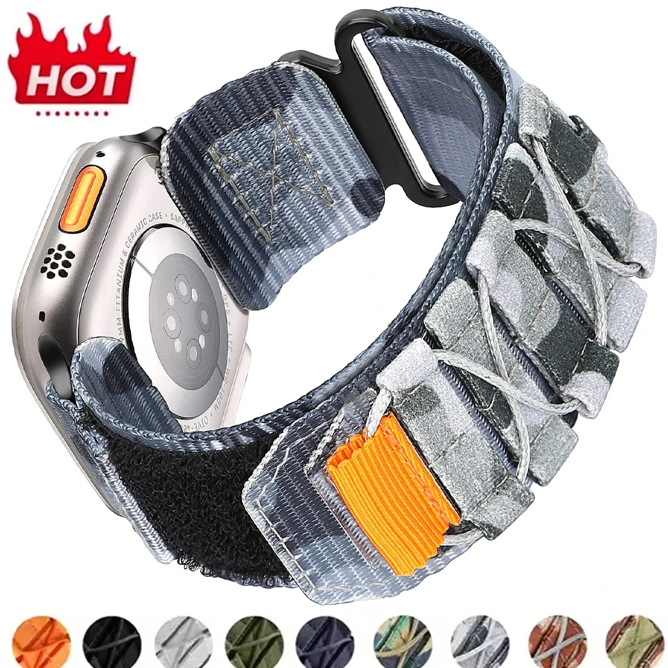 Sport-Nylon-Loop-Band für Apple Watch Ultra 3/2 49 mm 46 mm 42 mm 45 mm 44 mm 41 mm Armband Iwatch Serie 11 10 9 8 7 6 SE 5 4 Armband