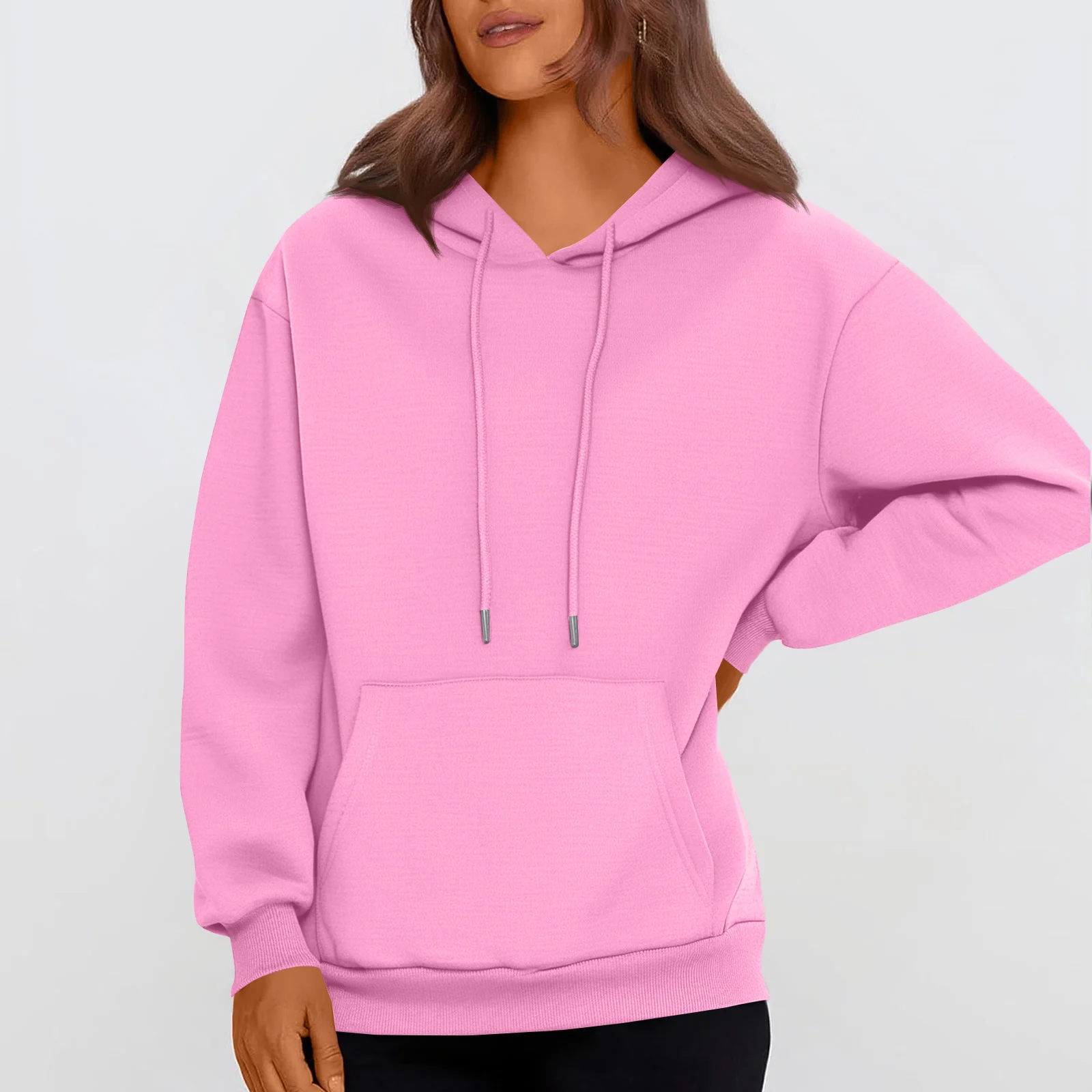 سترة نسائية عصرية بلون سادة وأكمام طويلة مع قلنسوة سوداديراس دي موخير ملابس نسائية بغطاء للرأس تسحب نسائي 2025 Hot