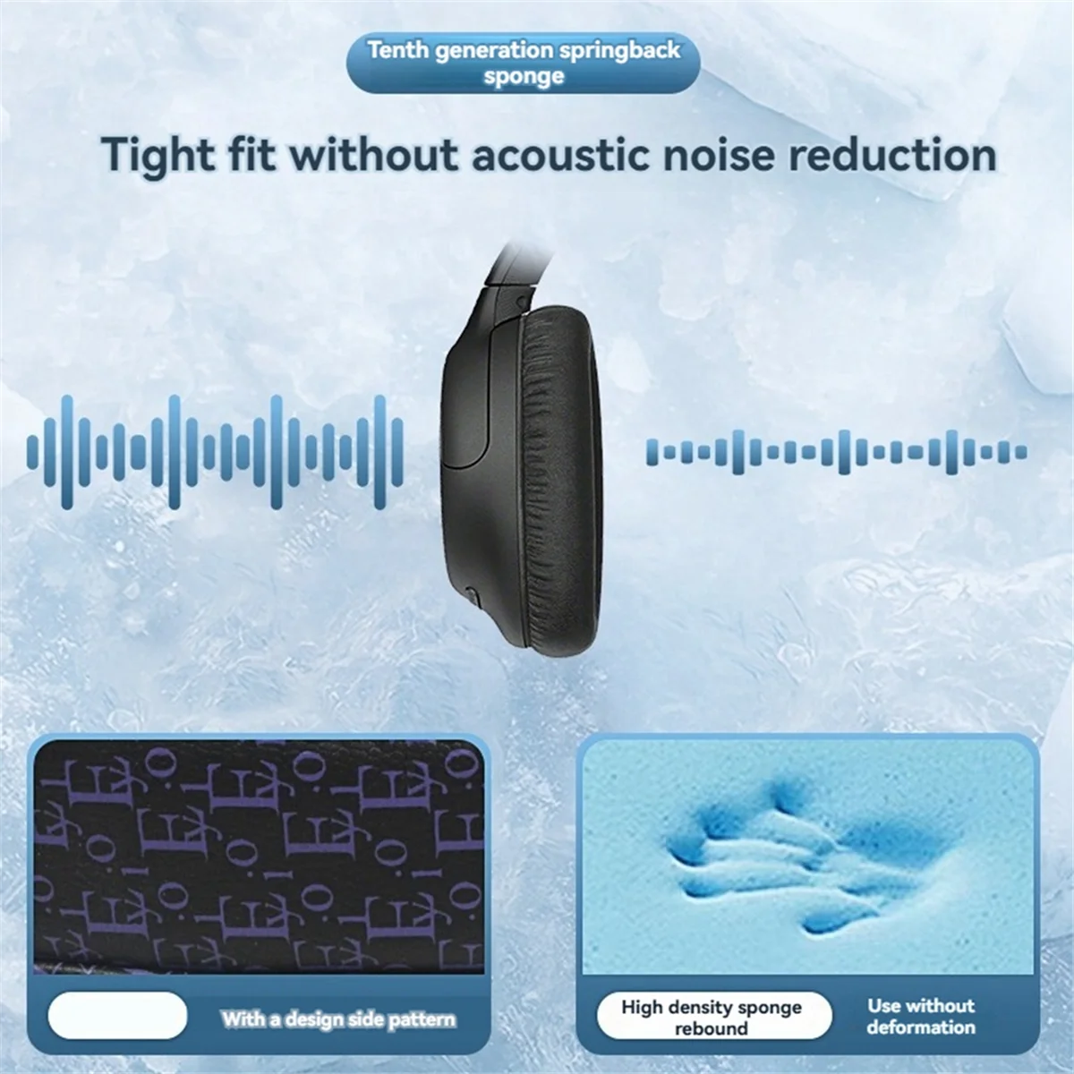 Ice Feel Ear Pad WH-CH700N ZX770BN Headphone Ear Cushions Enhancing Aesthetics with Stylish Print,Black-