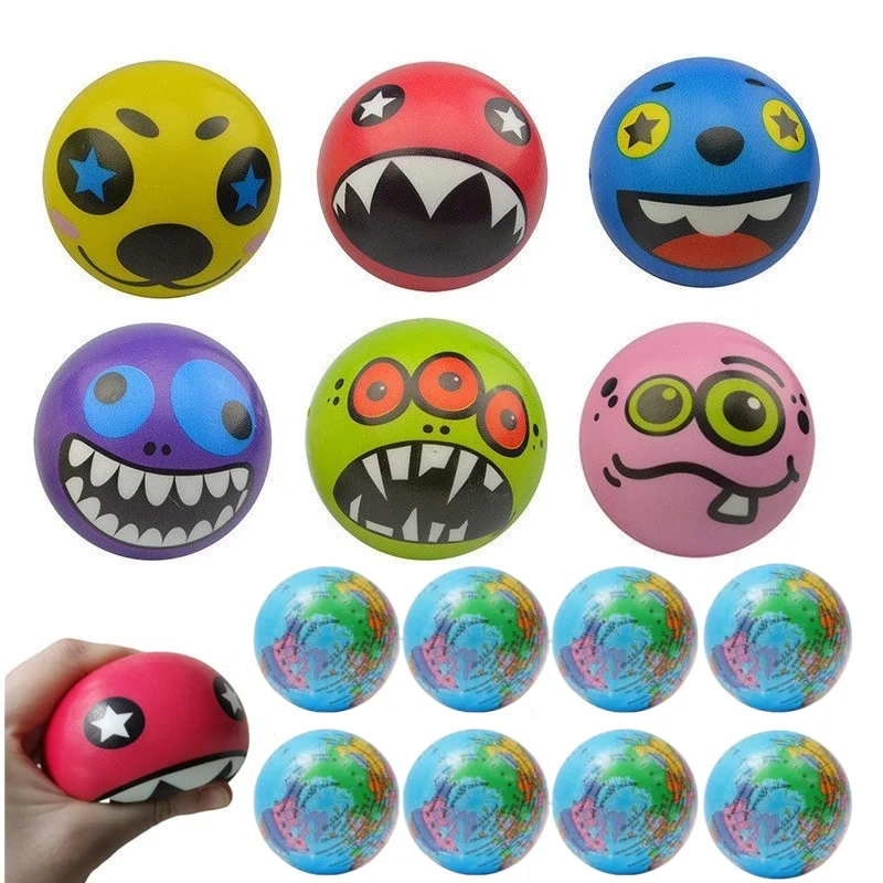 

12Pcs Funny Sponge Pressure Ball Squeeze Smiling Face Grimace Expression Soft Ball Toy Earth Sponge Ball Toy Sports Toy Ball