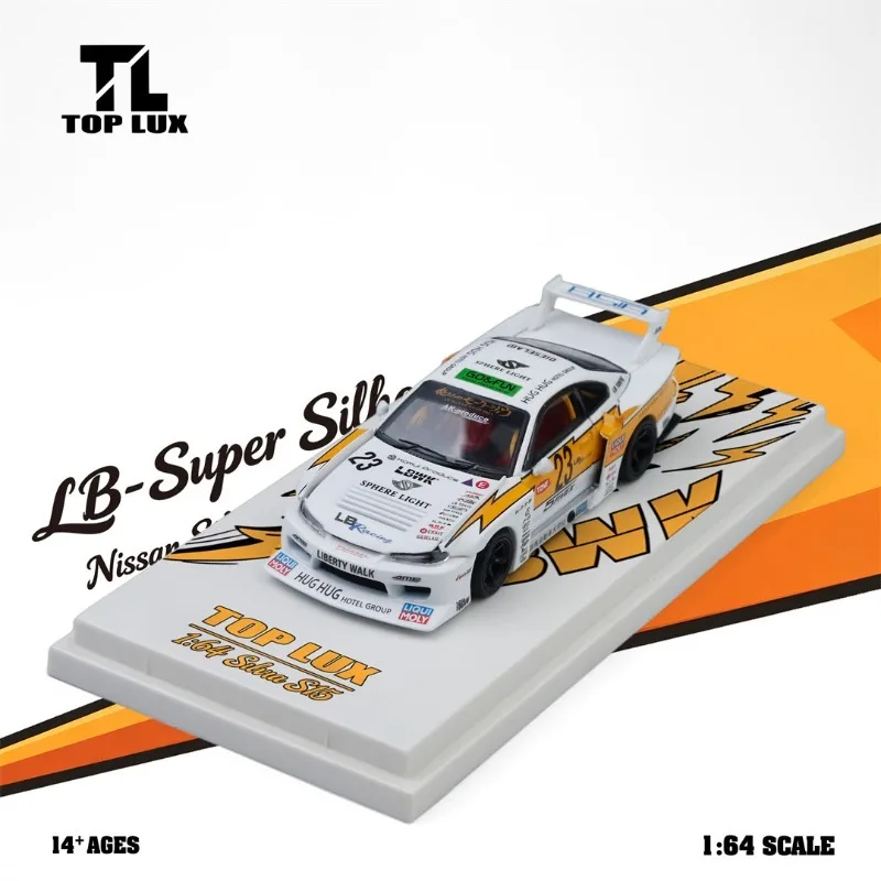 Top Lux 1:64 Nissan S15 LBWK Wide Body, Lightning No.23  Die‑cast Alloy Car Model Collectible Hobby Display Vehicle