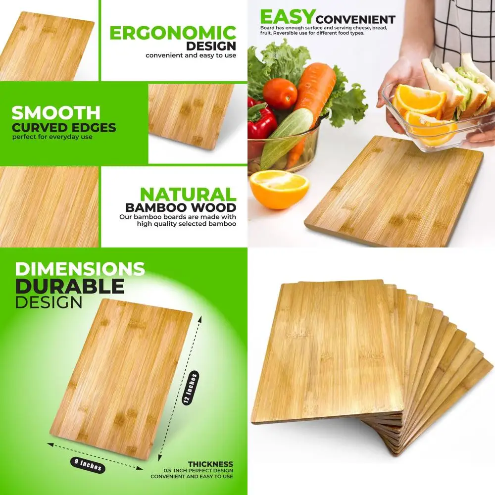 

Set of 12 Plain Bamboo Cutting Boards with Optional Personalized Engraving, Wholesale High-Quality Blank Boards - 12 x 9