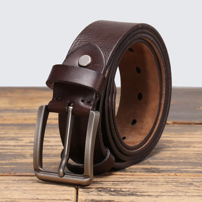 High Quality Men's Belt Cowhide Leather Alloy Needle Buckle Man Vintage Casual Jeans Male Fashion Strap