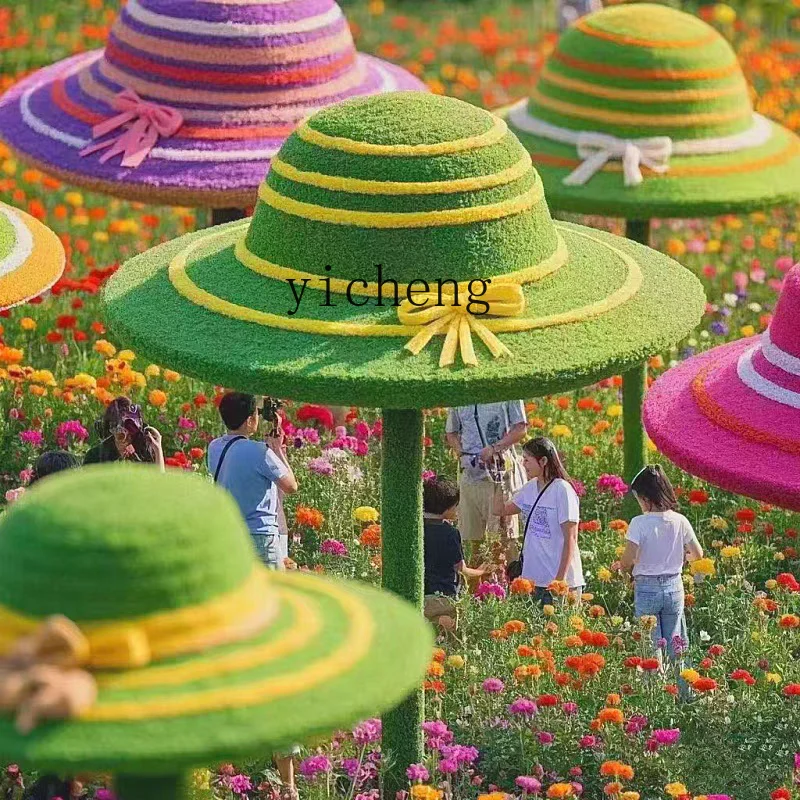 ZK imitation large simulation straw hat sculpture FRP outdoor clock in hat shape beautiful decoration ornament