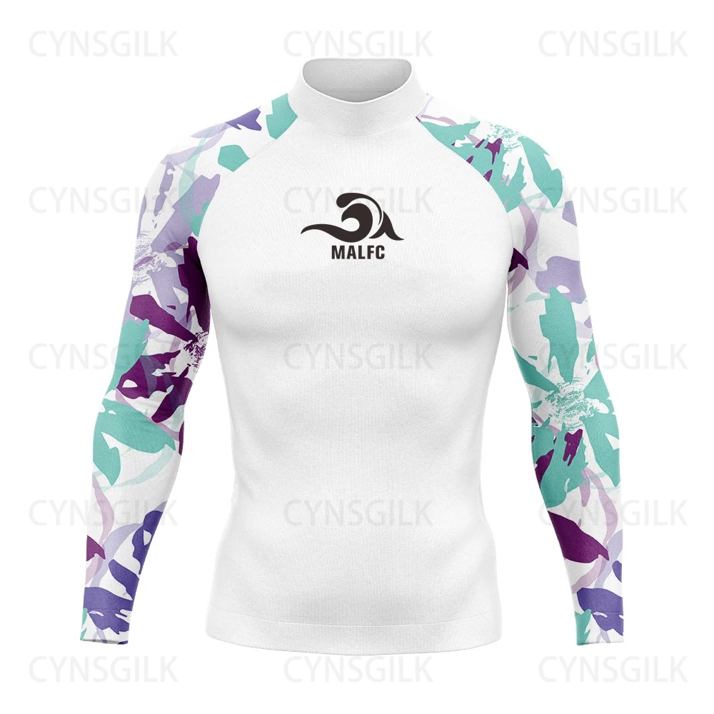 MALFC Rash guard dla mężczyzn Ubrania surfingowe Strój kąpielowy Rashguard Surf Wear UPF 50 Sporty wodne Koszulka z długim rękawem Stroje kąpielowe