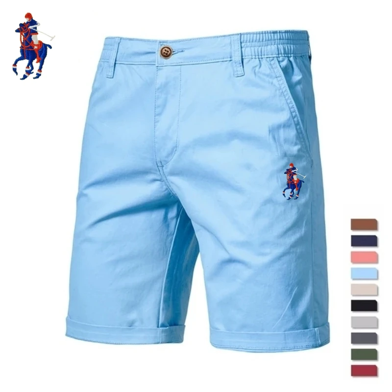 Pantalones cortos informales de algodón puro para hombre, Shorts de negocios de cintura media, elásticos de playa, Chinos clásicos, ajustados, Verano