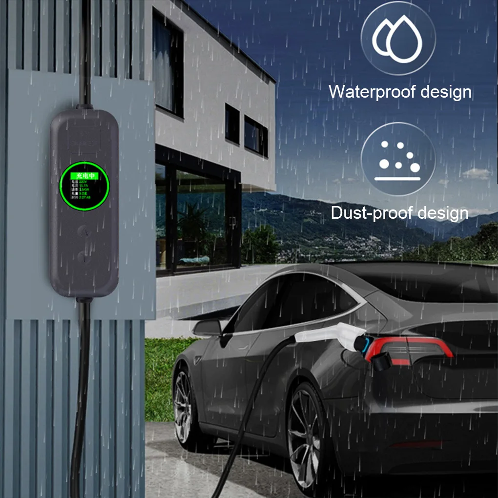 

Кабель для зарядного устройства для электромобилей, тип от 2 до 3-контактной вилки, зарядное устройство для электромобилей 8A/10A/13A/16A, регулируемый 12-часовой график для зарядки, британская вилка