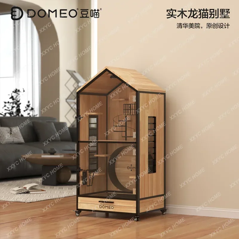 

Роскошная клетка из цельного дерева для шиншиллы, большая вилла, слепая клетка для свидания, кондиционер, сумка для меда с кроликом, планер ins