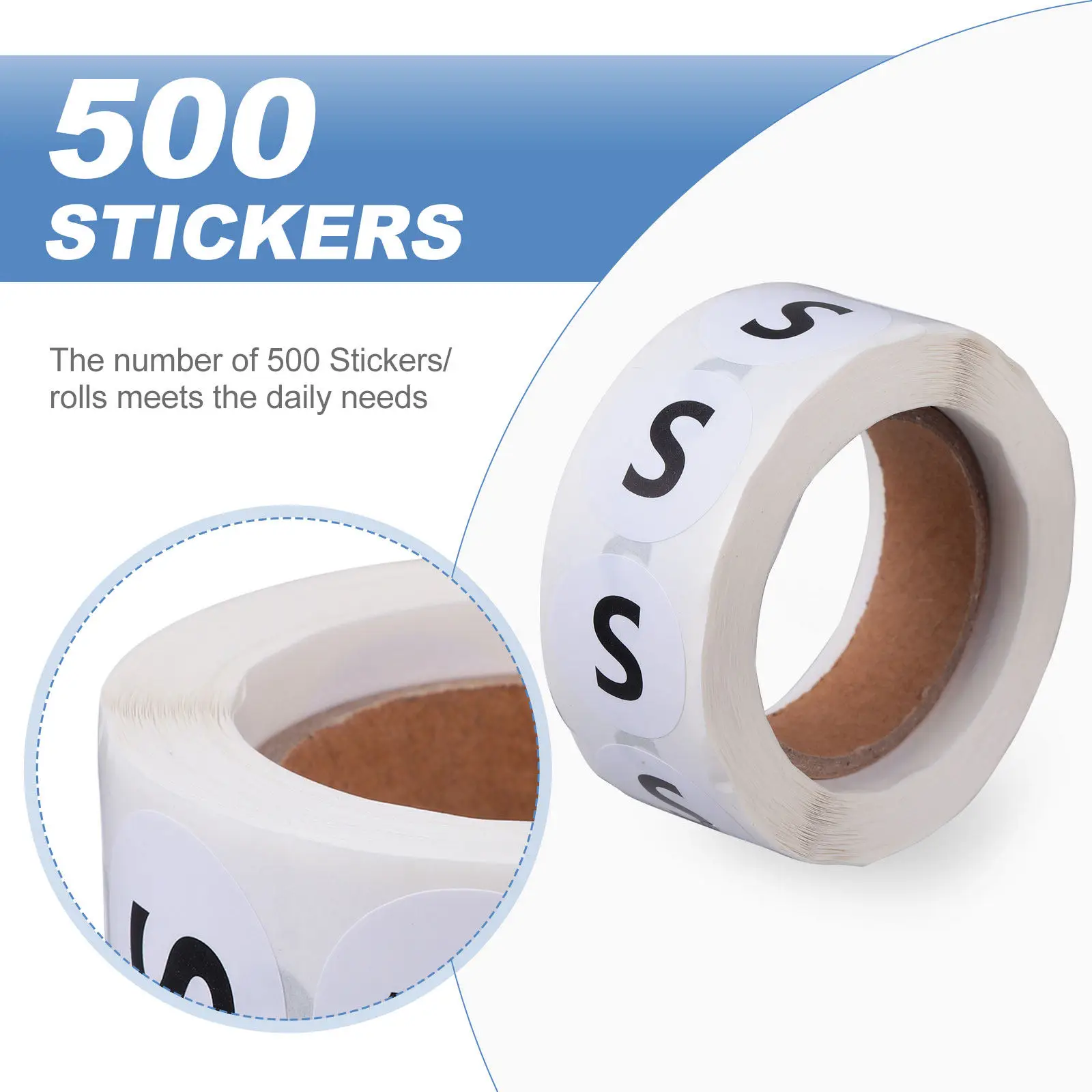 2 Roll Clothing Size Round Sticker Label Safe Adhesive Premium Quality Solid Beautiful Font for Shirts Pants Sweaters Coats Hats