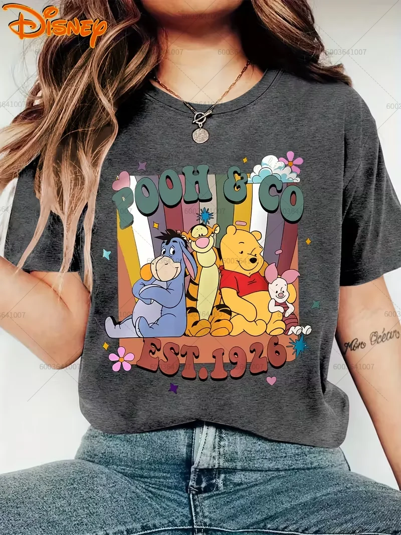 

Disney Winnie The Pooh Tigger Eeyore Piglet футболка винтажная женская и мужская хлопковая футболка унисекс с коротким рукавом негабаритный топ для пар повседневный