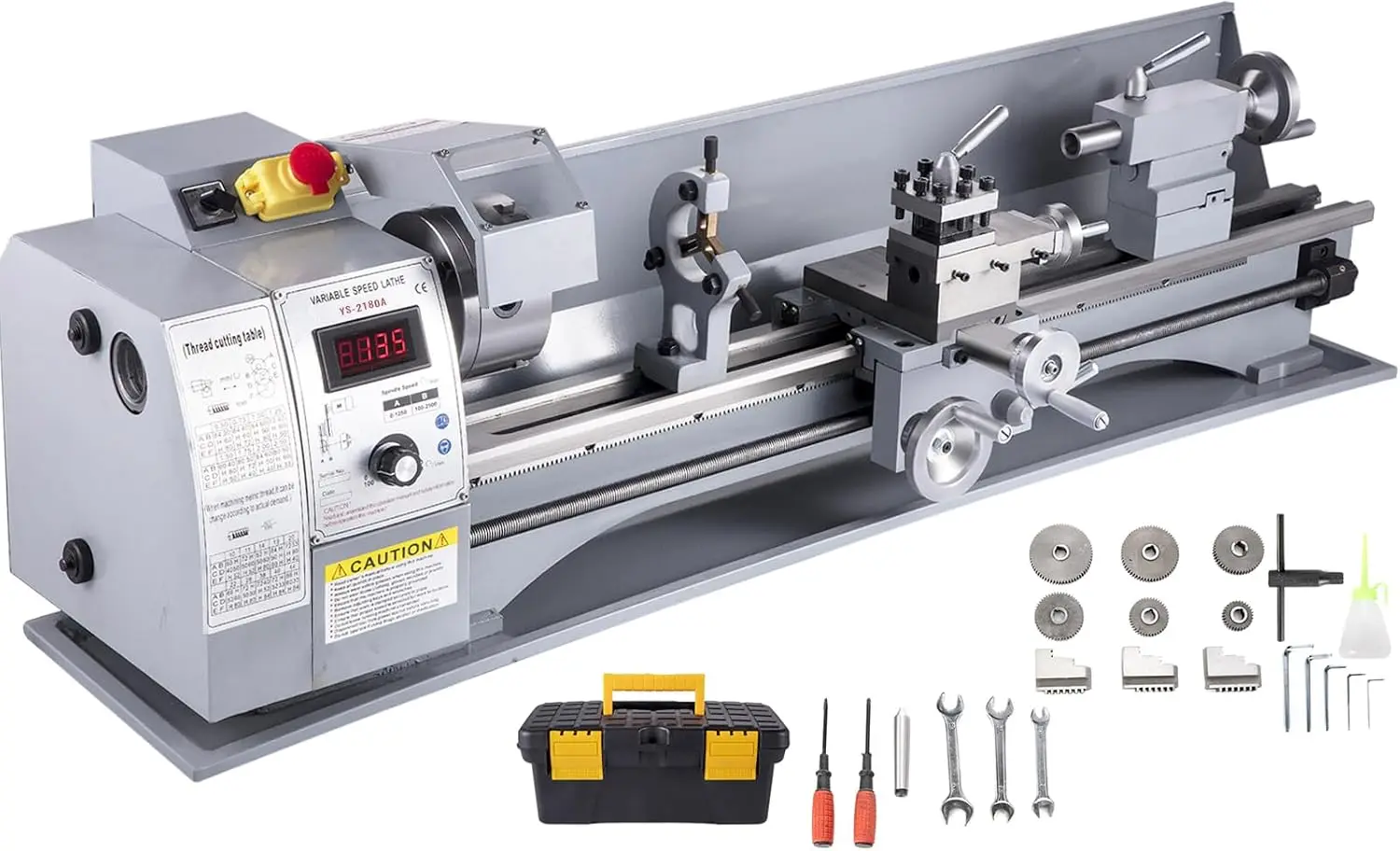 Metal Lathe, 210x720 Mini Lathe Machine, 2500 RPM Variable Speed Change, 750W Precision Mini Lathe, Metal Working Lathe with Bru