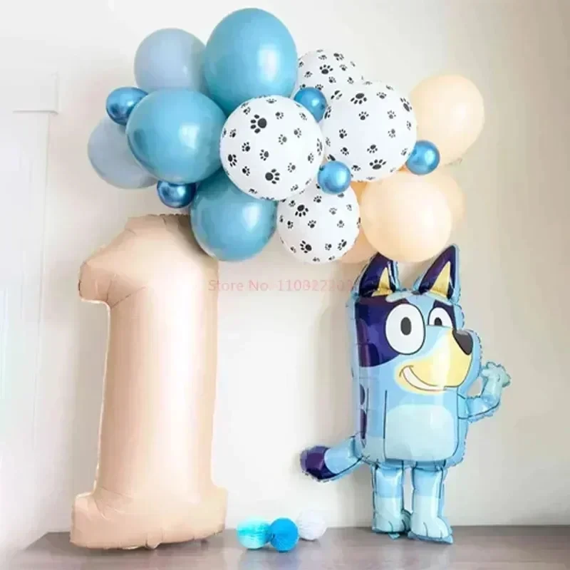 New Cartoon Bluey Family Aluminum Balloon Cartoon Game Toy Blue Orange Brouy Balloon Decoration Set Birthday Party Supplies