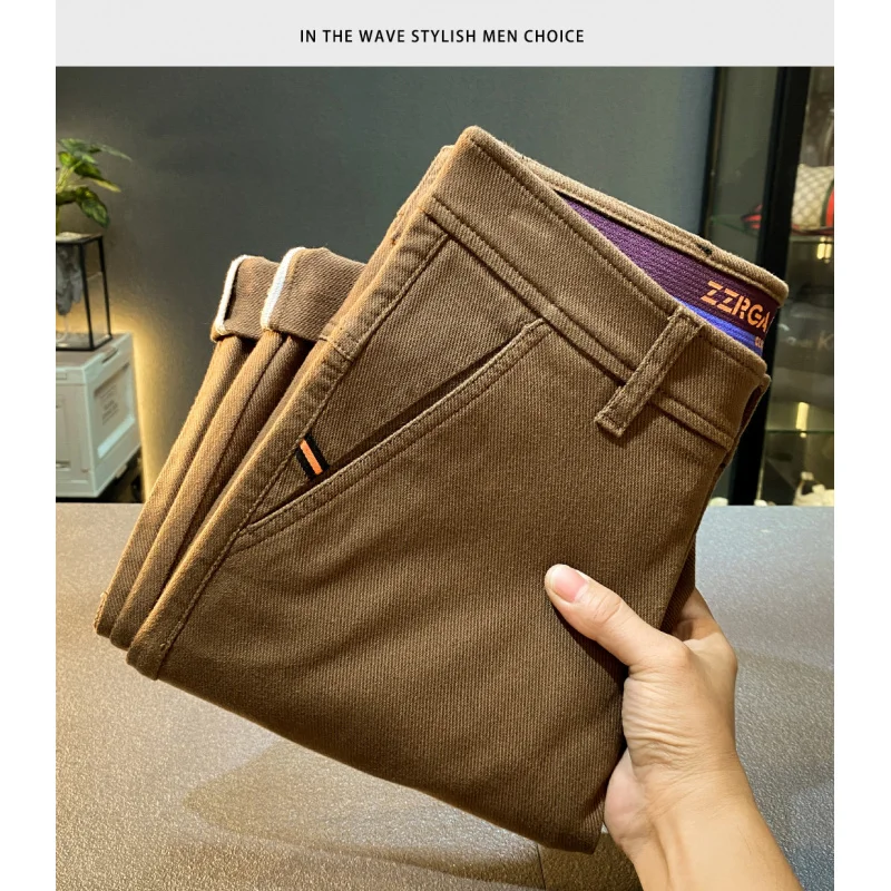 

Осень-зима 2025: новые зауженные повседневные брюки с маленькими штанинами для мужчин, однотонные универсальные прямые деловые брюки