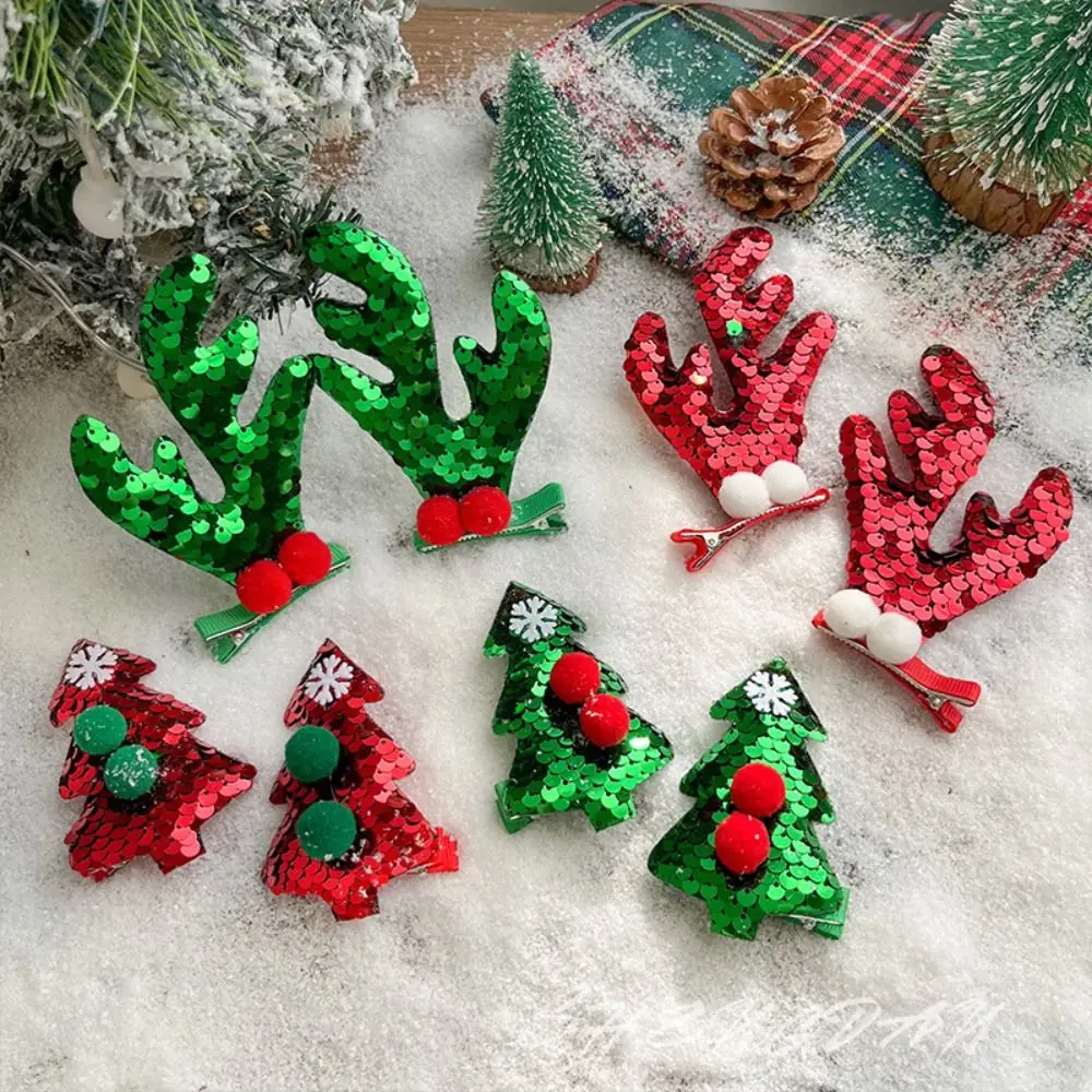 عيد ميلاد سعيد ديكور عيد الميلاد دبوس الشعر الترتر الغزلان القرن الأطفال قرن الوعل مشبك شعر القماش الاطفال هدايا عيد الميلاد فستان مُصمم حسب الطلب #3